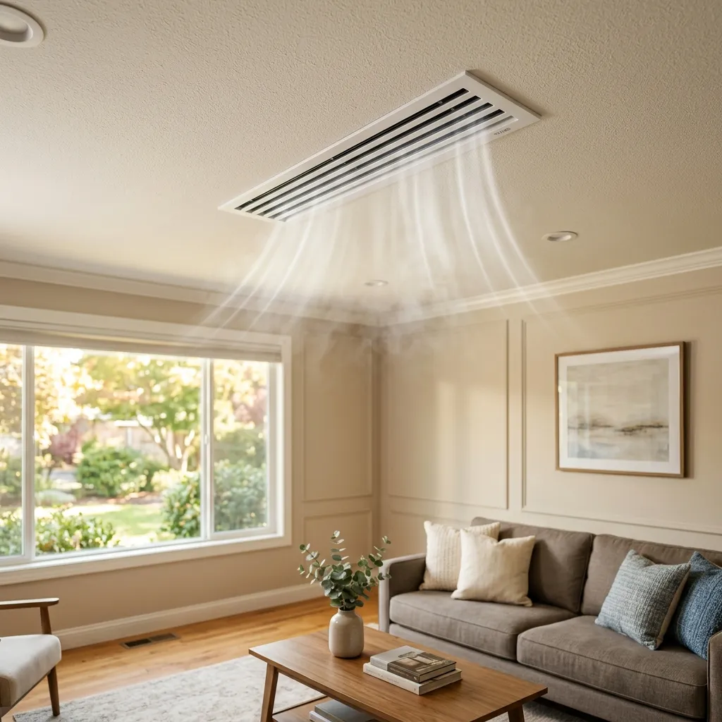Vent register with clean air blowing out